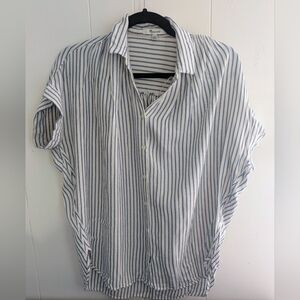 Madewell White and Blue Striped Button-Down Shirt